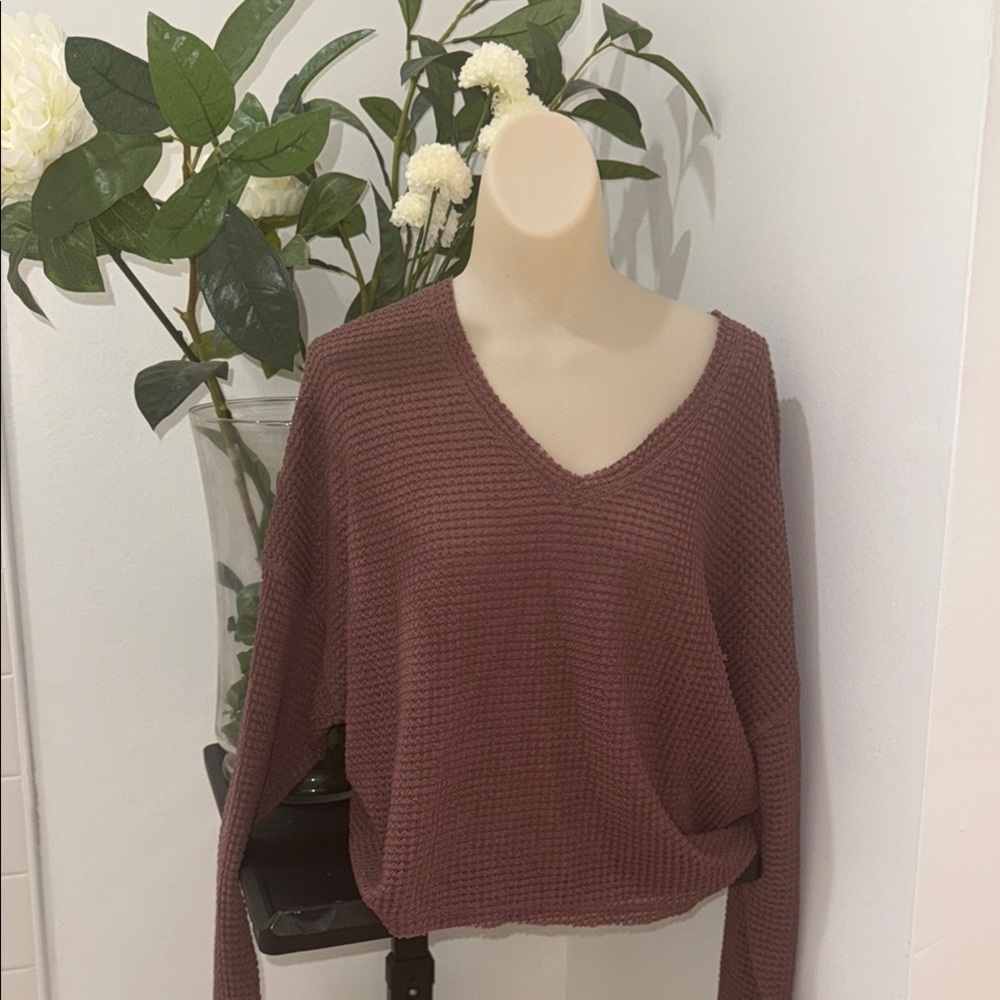 Mod Ref Pink V-Neck Sweater Chunky Knit